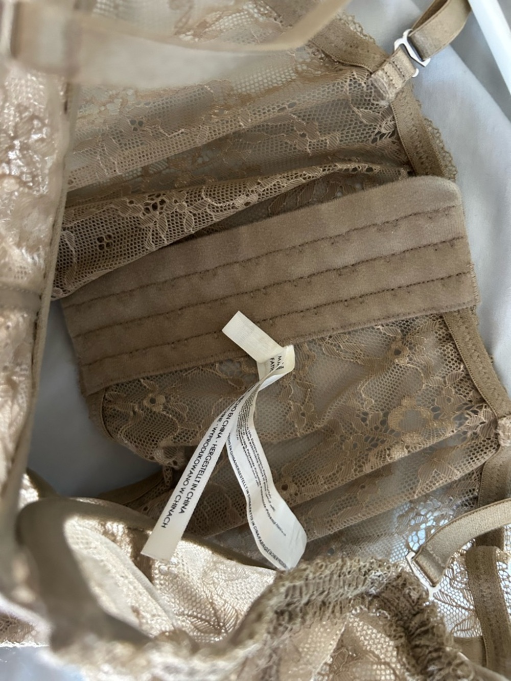 UO Lace-Up Taupe Lace Bustier Top - Picture 4 of 5